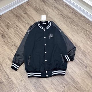 Áo Bomber Nam Nữ Ni Phối Tay Da Bomber Bóng Chày Có Ảnh Thật Tự Chụp