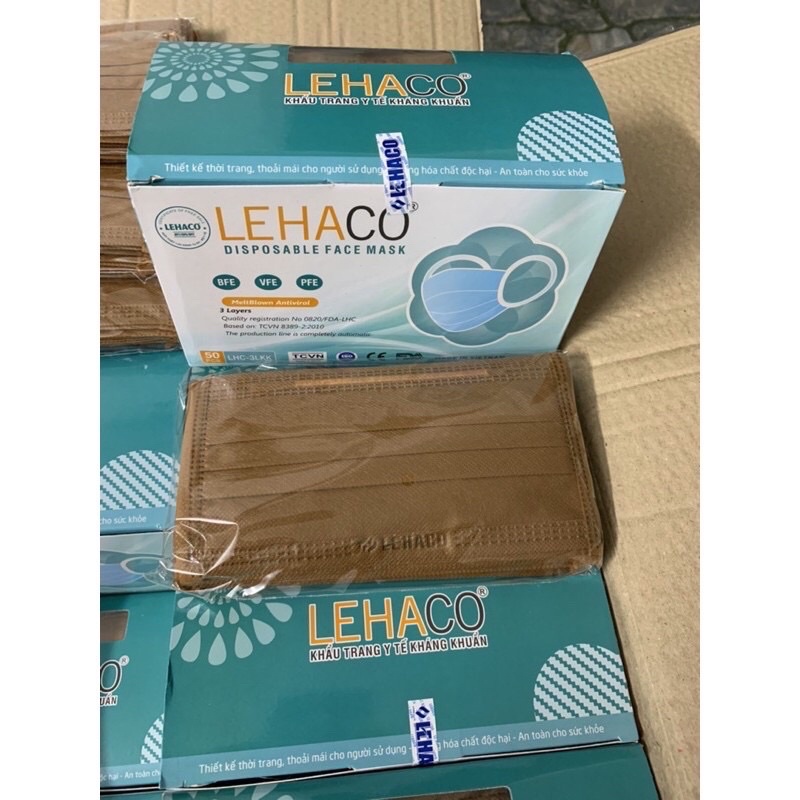 Khẩu trang full nâu LEHACO ( Hộp 50 cái )