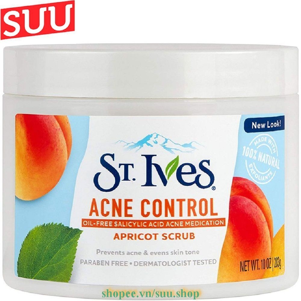 Tẩy Tế Bào Chết 283g St.Ives Hương Mơ Acne Control, suu.shop Cam Kết Hàng Chính Hãng.