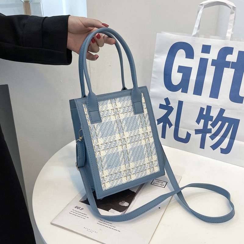 Túi tote vintage caro hàn quốc túi hộp đeo chéo mùa hè túi xách đơn giản đeo vai nữ