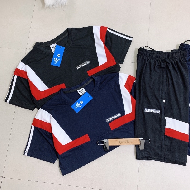 Bộ thể thao nam  cổ tròn phối đỏ cho các anh | BigBuy360 - bigbuy360.vn