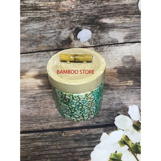 Hũ tre đựng trà (mứt, kẹo) khảm trai