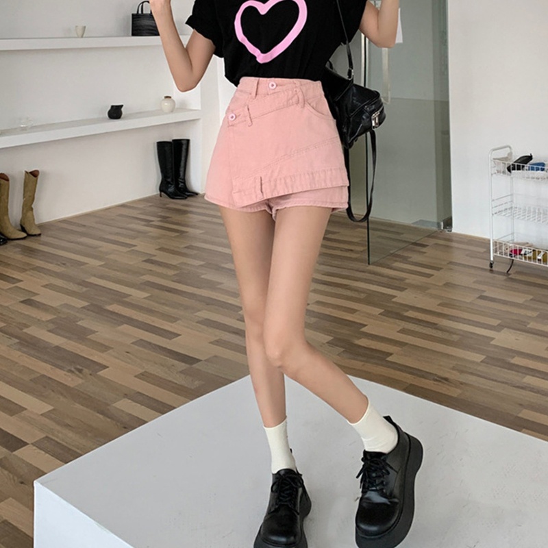 Chân Váy Jeans Ngắn Lưng Cao Thời Trang Cho Nữ