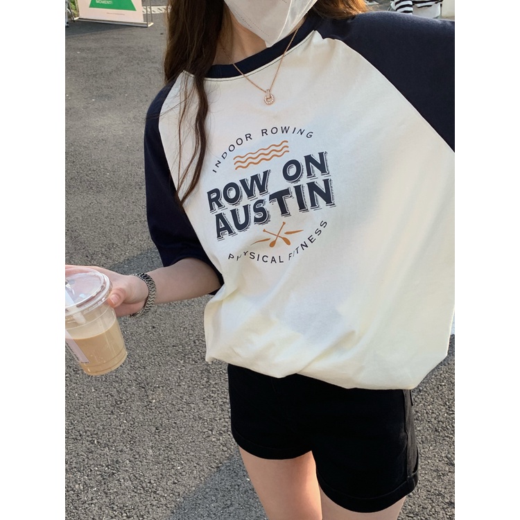 Áo Thun Ngắn Tay Cổ Tròn Form Rộng Phong Cách retro Dành Cho Nữ