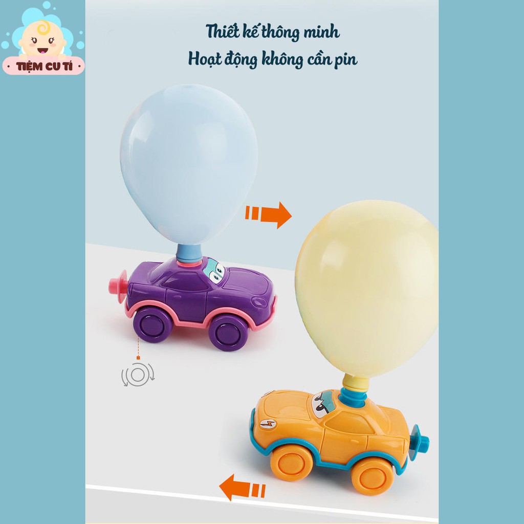 Xe hơi mini chạy bằng bong bóng, đồ chơi thông minh vui nhộn cho bé thỏa sức sáng tạo