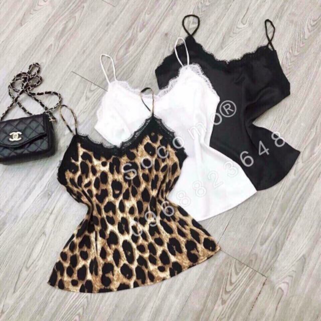 Áo 2 dây phi lụa phối ren siêu xinh