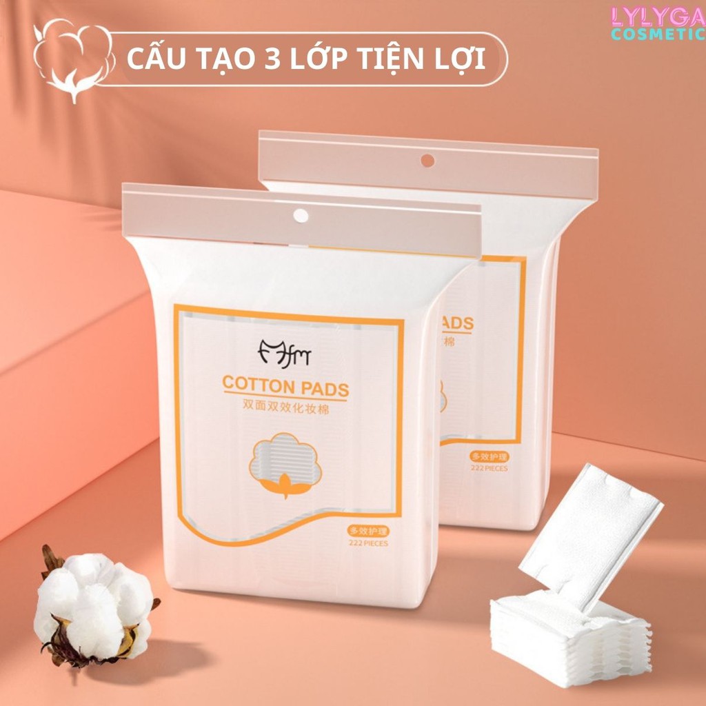 Bông tẩy trang COTTON PADS FM TÚI 222 miếng 3 lớp - Làm sạch lớp trang điểm makeup hiệu quả