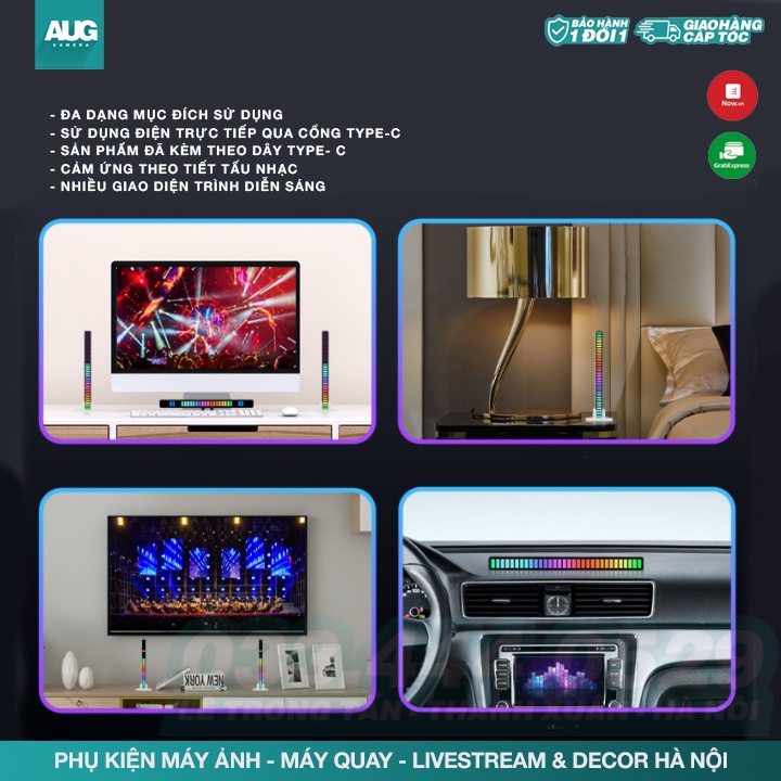 Đèn Led Rgb Cảm Ứng Theo Nhịp Nhạc Cổng Usb Có Thể Điều Chỉnh Gắn Trong Xe Hơi - AUG Camera &amp; Decor Hà Nội