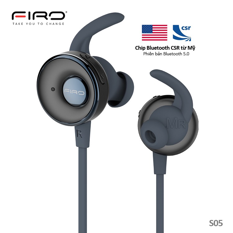 Tai nghe nhét tai Bluetooth 5.0 thể thao cao cấp bass cực hay bảo hành 12 tháng FIRO S05 tai nghe không dây