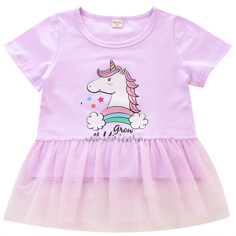 Áo Thun Tay Ngắn In Họa Tiết Hoạt Hình Thời Trang Mùa Hè Cho Bé Gái