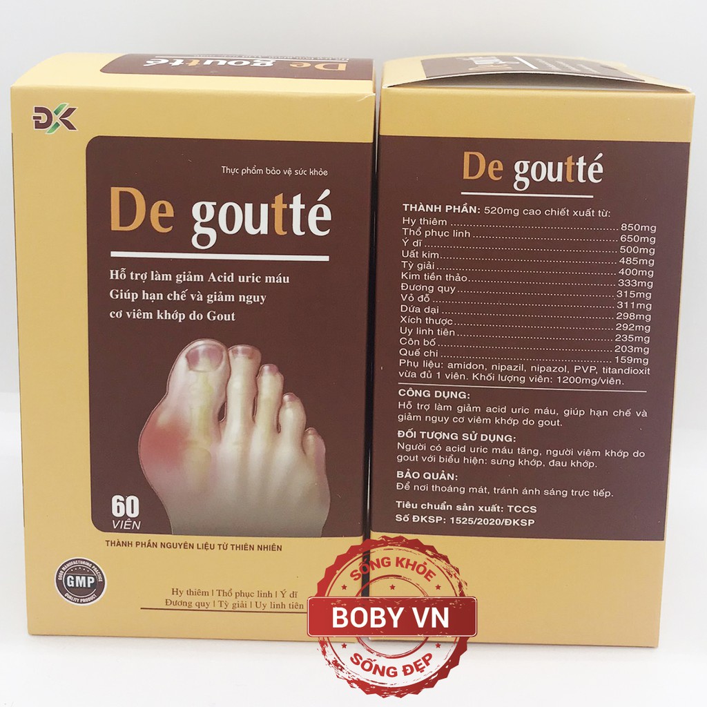 De goutte - Hỗ trợ làm giảm Acid uric máu, giúp hạn chế và giảm nguy cơ viêm khớp do Gout