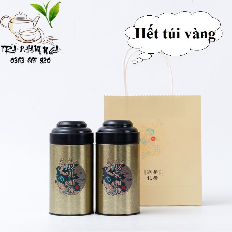 Hộp đựng trà, hũ đựng trà, chất liệu THÉP chống rỉ Phượng Hoàng 2 Nắp - Trà Thái Nguyên Phạm Nga