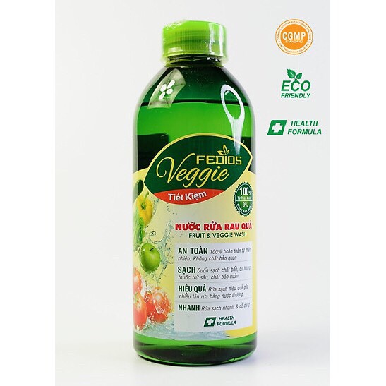 Nước rửa rau củ quả, trái cây Fedios Veggie 400ml, sạch gấp nhiều lần so với nước, 100% từ thiên nhiên an toàn tuyệt đối