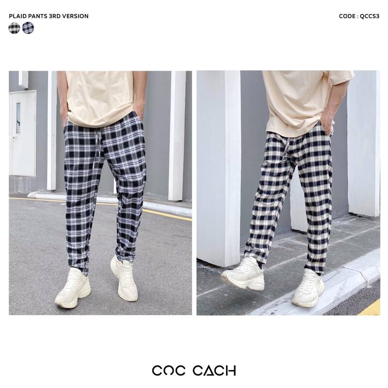 Quần vải baggy unisex COCCACH caro Qccs3 - by COC CACH
