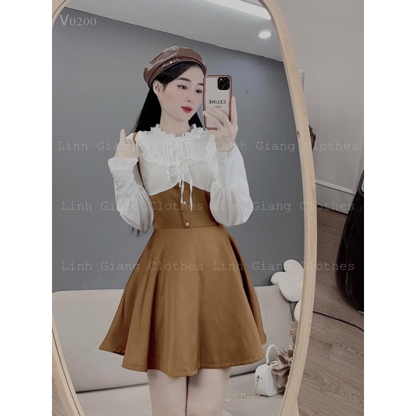 [ 𝐅𝐑𝐄𝐄 𝐒𝐇𝐈𝐏 ]  VÁY SƠ MI PHỐI TUYẾT MƯA BÈO CỔ