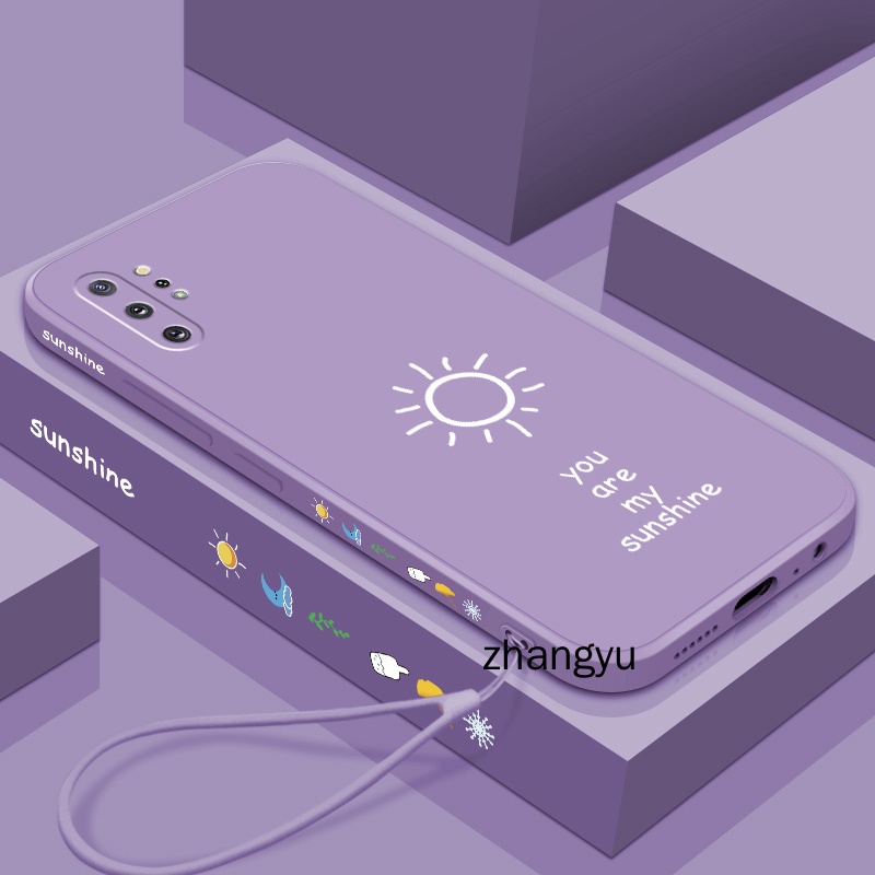 Ốp Điện Thoại silicone Mềm Họa Tiết Mặt Trời Có Dây Đeo Cho Samsung note 10 Samsung note 10 plus