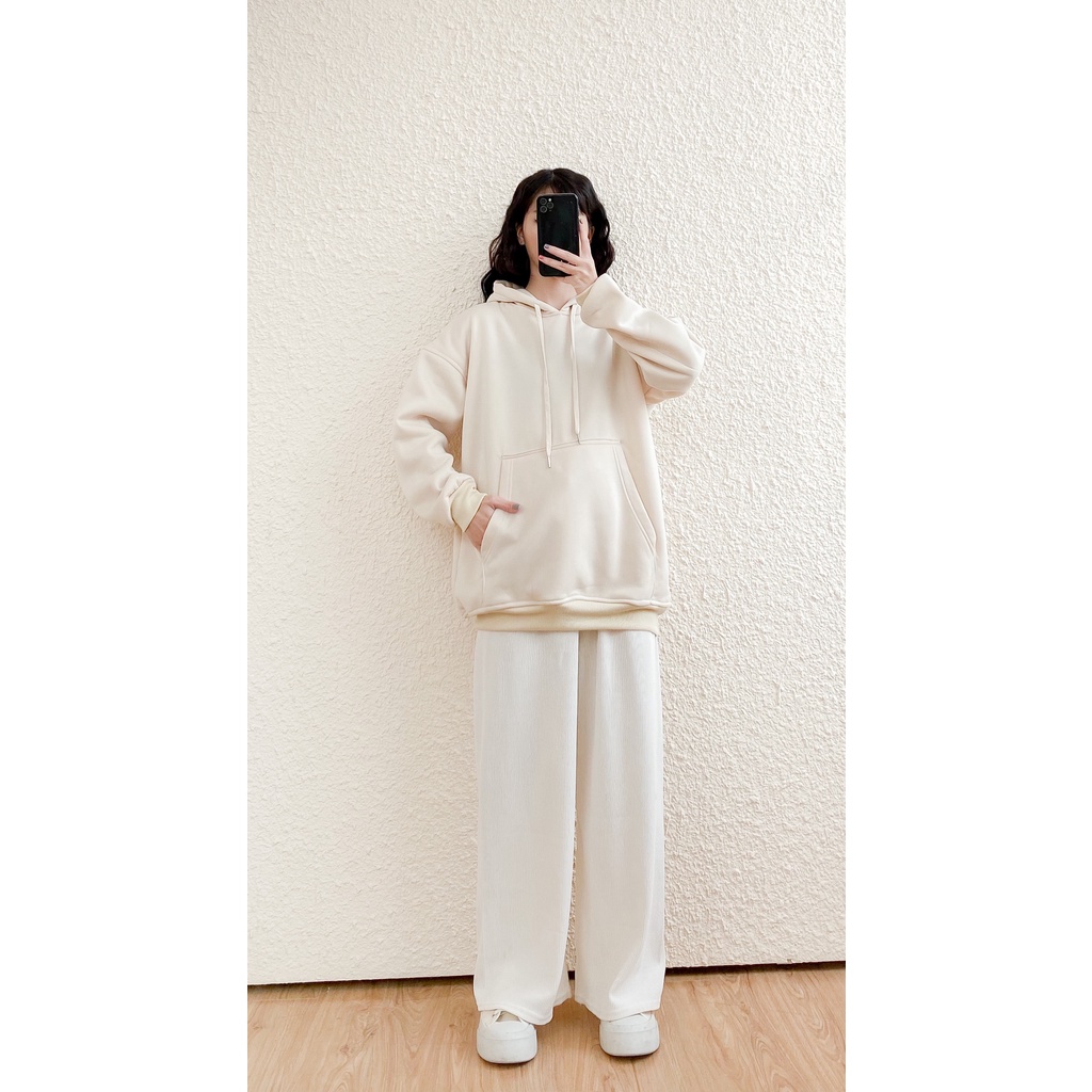 [HÀNG CÓ SẴN] Áo hoodie nữ May Boutique áo nỉ dài tay có mũ oversize trơn basic AHZ21D_110.030 | BigBuy360 - bigbuy360.vn
