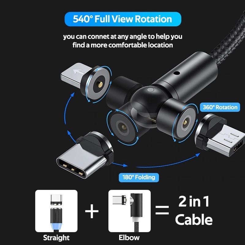 Magnetic Charging Cable Micro Usb Type C 540 For Iphone 11 Pro Xs Max Samsung Xiaomi