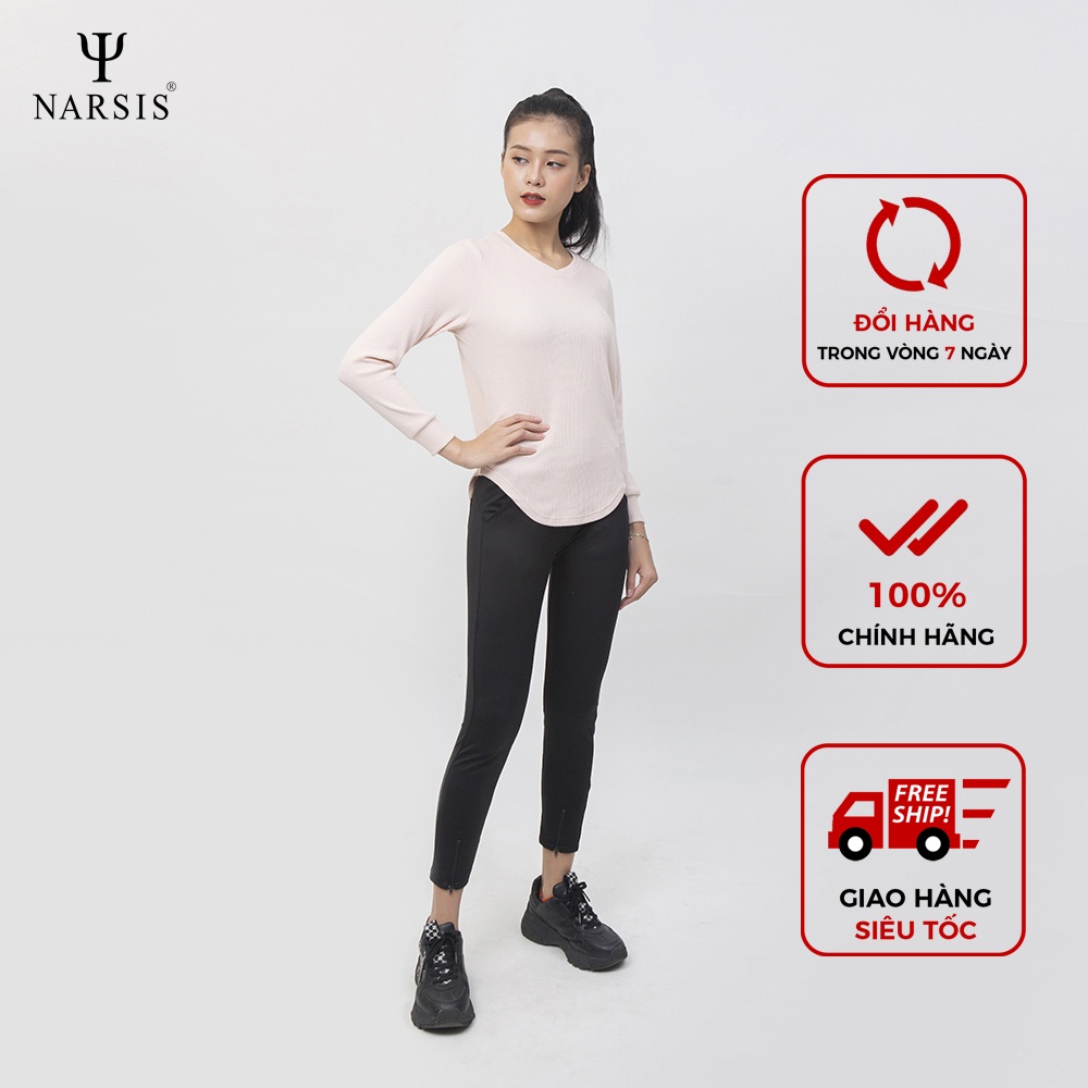Áo len nữ cổ tim đuôi tôm Narsis L0067 màu hồng