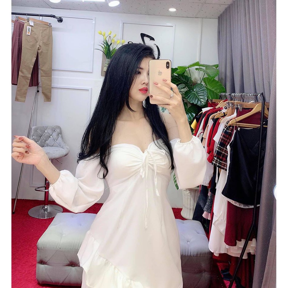 VÁY TRẮNG TRỄ VAI TIỂU THƯ