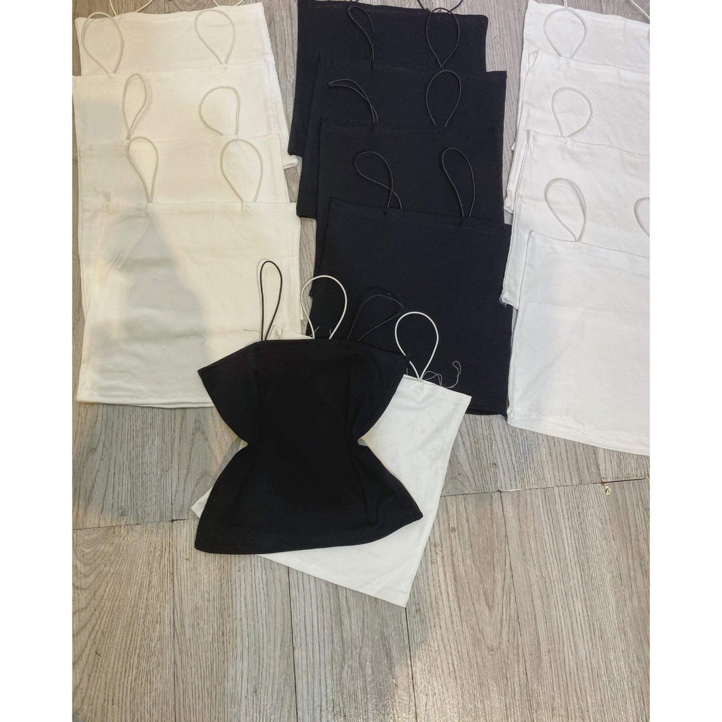 Áo croptop nữ hai dây bún 💥Hàng loại 1💥 2 màu Đen/Trắng (Có ảnh thật) | BigBuy360 - bigbuy360.vn