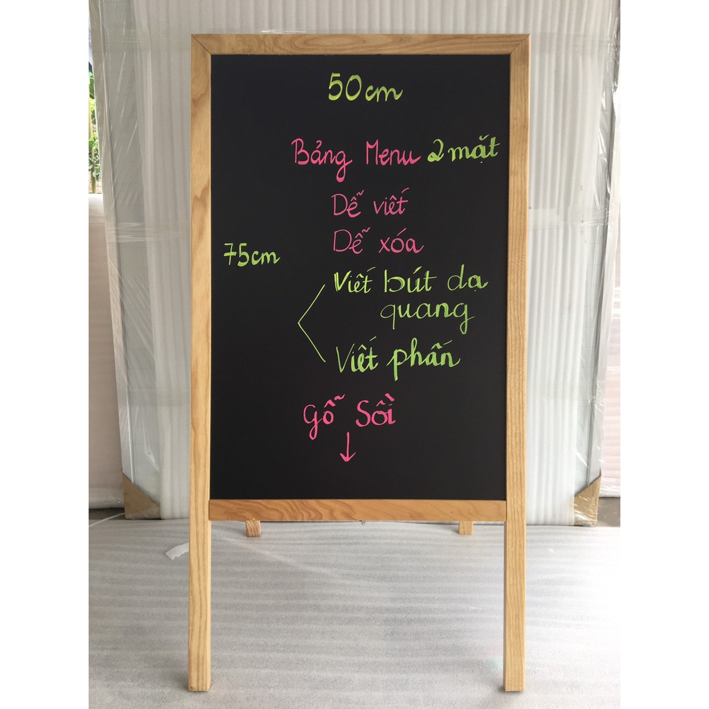 Bảng Menu- bảng nhà hàng hai mặt khung gỗ 60*120 cm