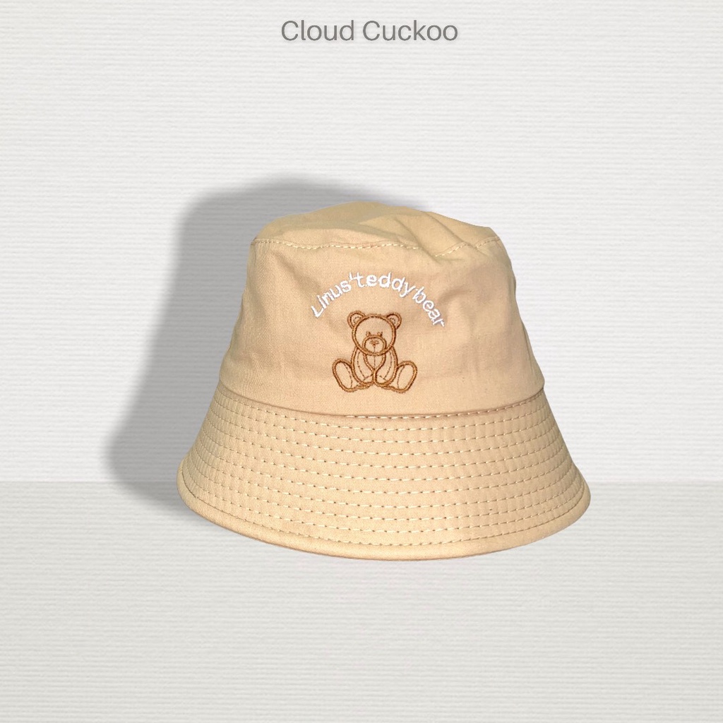 Mũ Bucket Thêu Hình Gấu Bear Teddy Nâu Phom Mũ Bé Cho Bạn Nũ Đầu Nhỏ - Mã Số: MBK01873