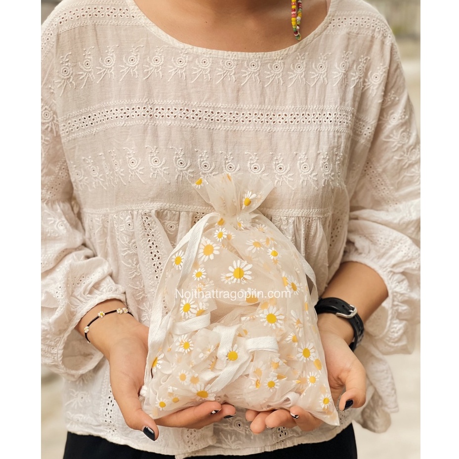 Túi voan dây rút hoa cúc