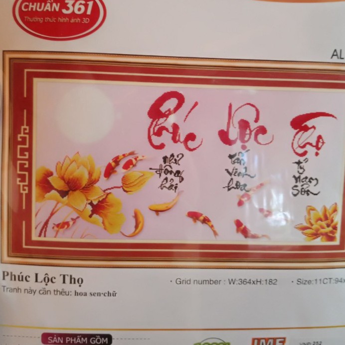 Tranh thêu Phúc Lộc Thọ ms 53362
