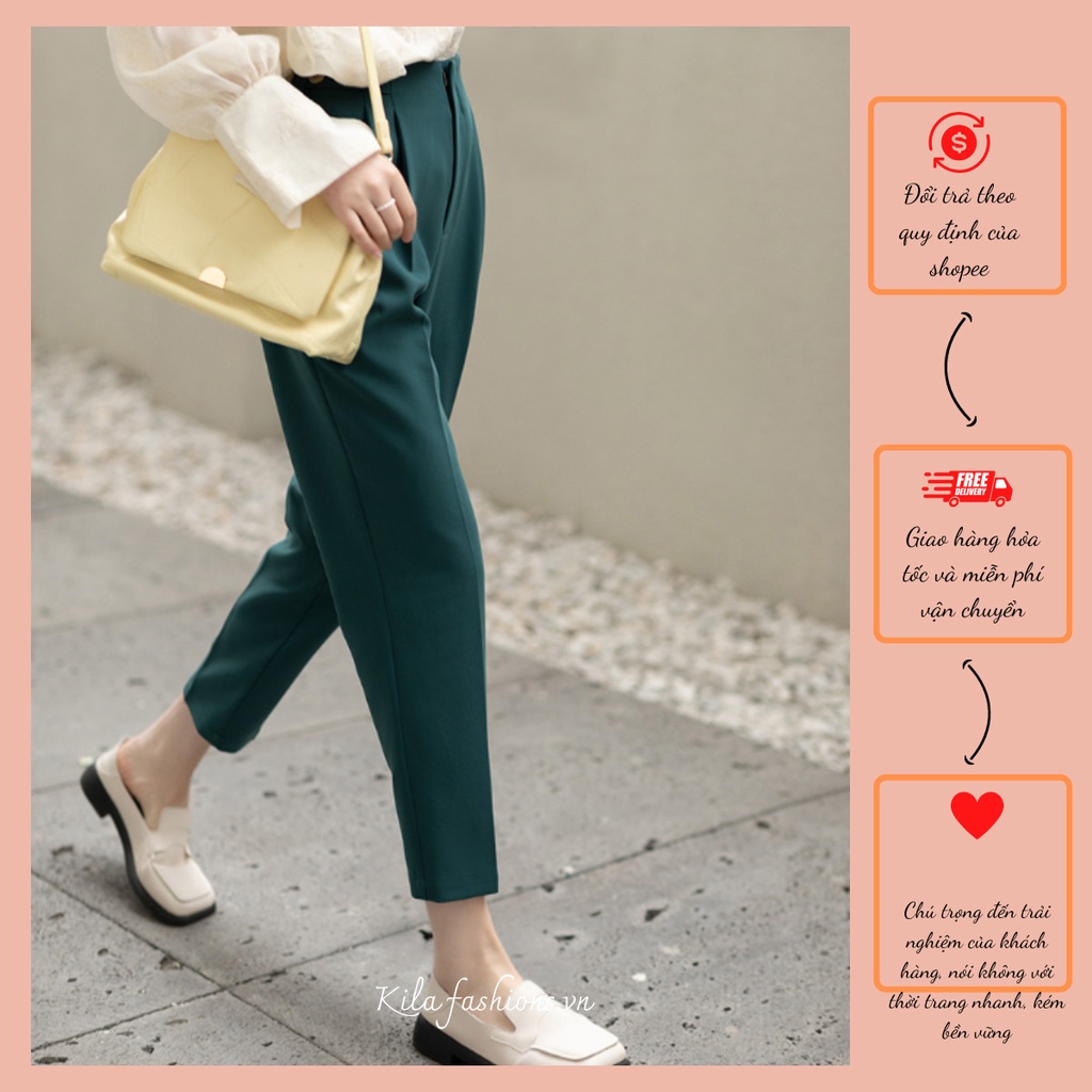 Quần Baggy Cạp Cao Phối Đai Dây Một Phần Phong Cách Ulzzang Cho Nữ Chất Vải Chéo Thái Mịn Loại 1, Q02-Kila fashions.vn