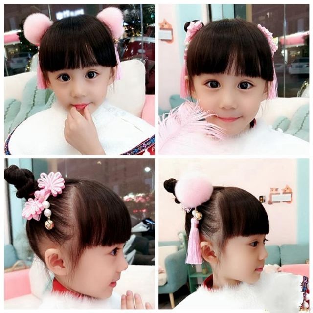 Combo 2 kẹp tóc quả châu tua rua xinh xắn cho bé