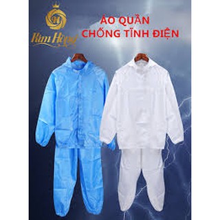 Bộ Quần Áo Phòng Sạch Vải Tĩnh Điện có mũ rời và mũ liền