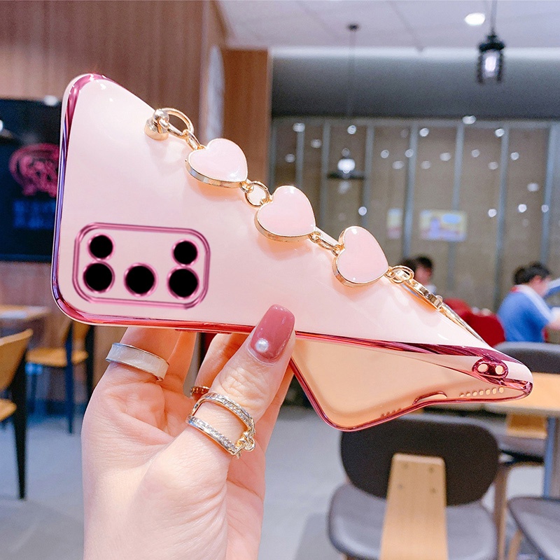 Ốp Điện Thoại Gắn Dây Đeo Trái Tim OPPO A5S A3S A12 A15 A54 F9 F11 Pro A9 A5 2020 A92 A52 A53 A94 A16 A12E Reno 2 3 4 5