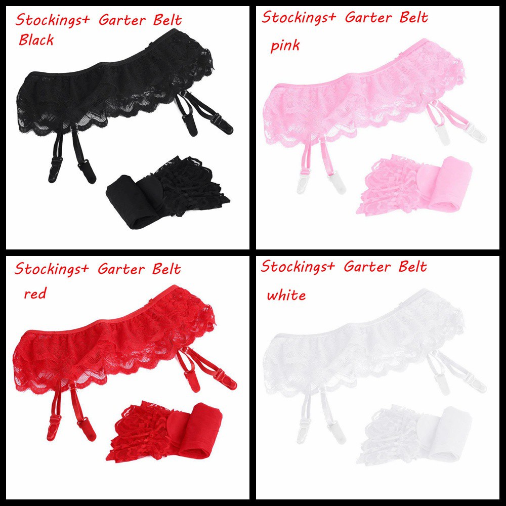 Bộ Vớ Ren Kèm Đai Nịt Bít Tất Thời Trang Gợi Cảm Cho Nữ