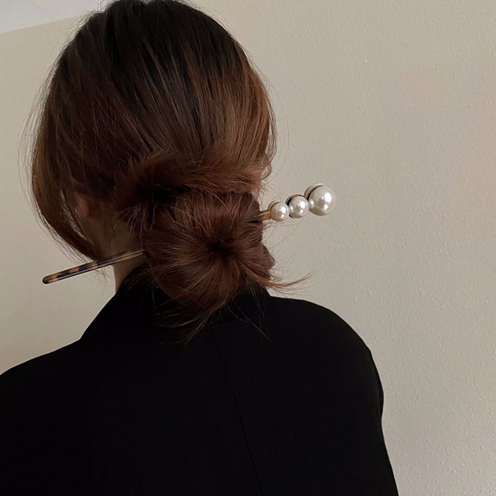 Trâm Cài Tóc Bằng Kim Loại Đính Ngọc Trai Đơn Giản Phong Cách Hàn Quốc Cổ Điển Cho Nữ