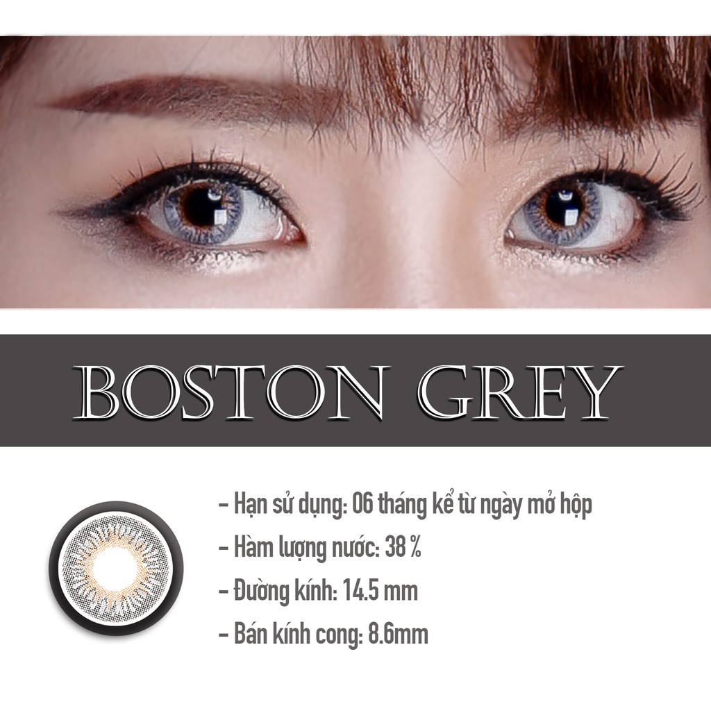 [Mã INCU50 giảm 50K đơn 250K] Kính áp tròng màu dùng 6 tháng Eye Secret Contact Lens màu BOSTON GREY (xám)