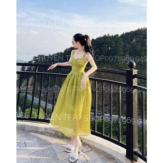 Đầm maxi dây nữ dạo phố 2 lớp có mút ngực sang chảnh, đầm maxi đi biển