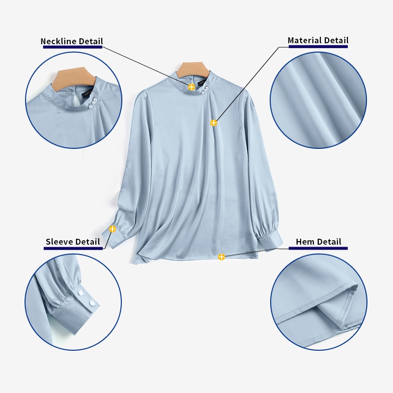 Áo sơ mi Zanzea dài tay cổ đứng cài nút thời trang thích hợp cho nữ