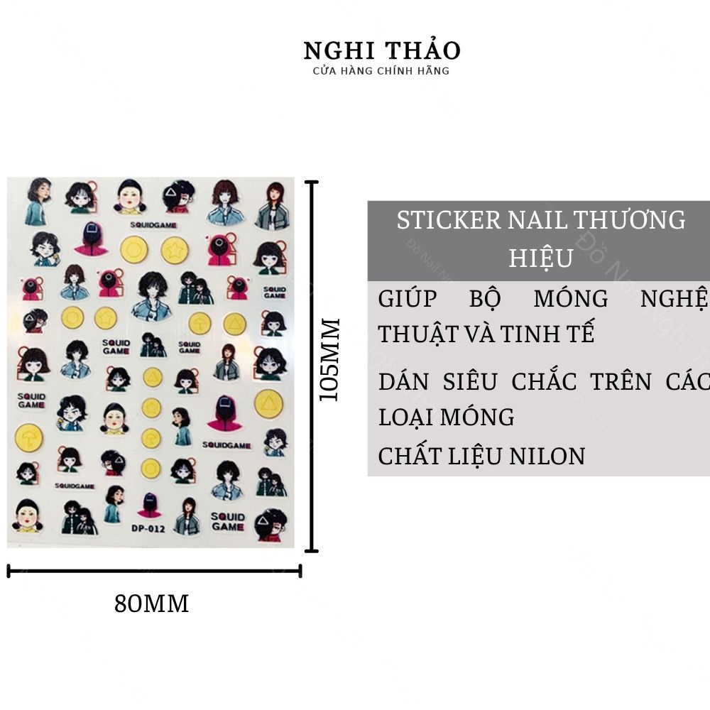 Sticker nail lụa Squid Game 5D