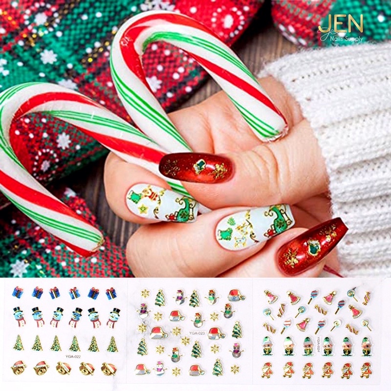 Sticker noel dán móng-hình dán nail bông tuyết giáng sinh