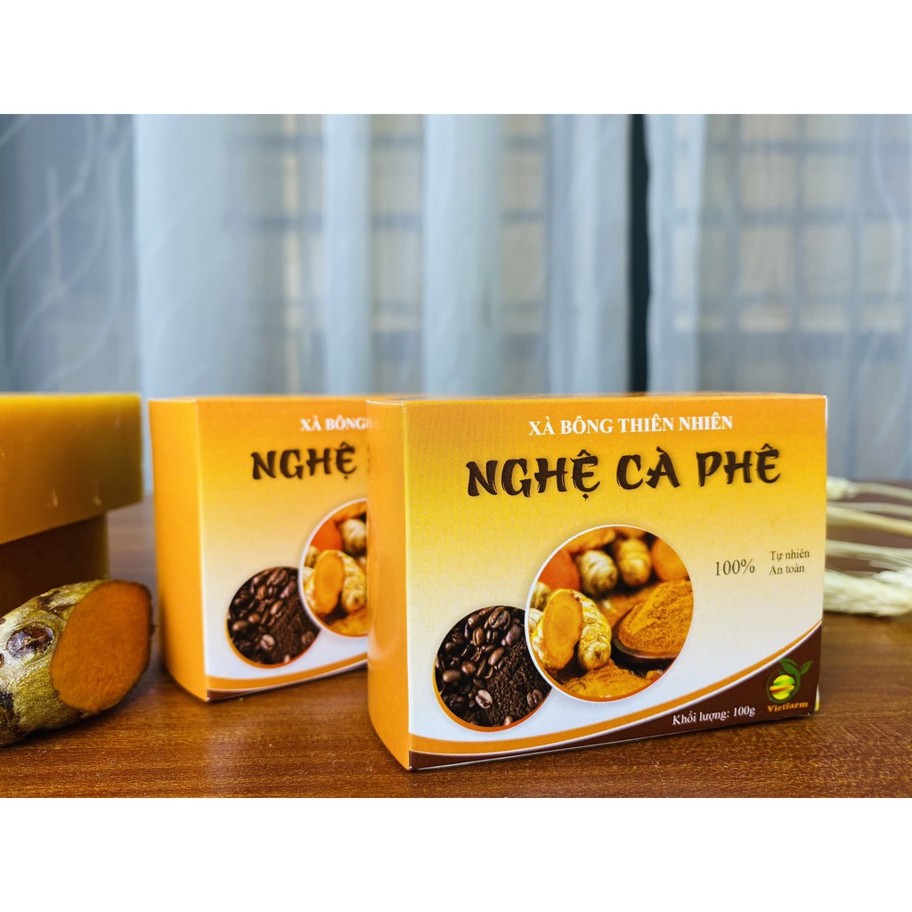 Xà Bông Nghệ Cà Phê - Xà Bông Thiên Nhiên - 100% Tự Nhiên An Toàn - Handmade Giúp Sáng Da, Dưỡng Ẩm - Bách Hóa Xanh
