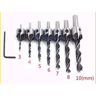 Bộ mũi khoan 2 tầng gỗ doa lỗ vít 7 mũi bằng thép