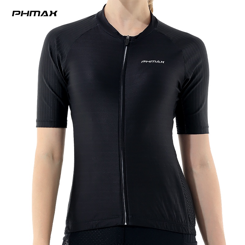 Áo thun PHMAX tay ngắn màu trắng đen đỏ dành cho nữ chạy xe đạp
