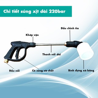 [COMBO TIẾT KIỆM] Súng rửa xe áp lực cao ren to 22mm - ống nối dài - bình đựng xà phòng