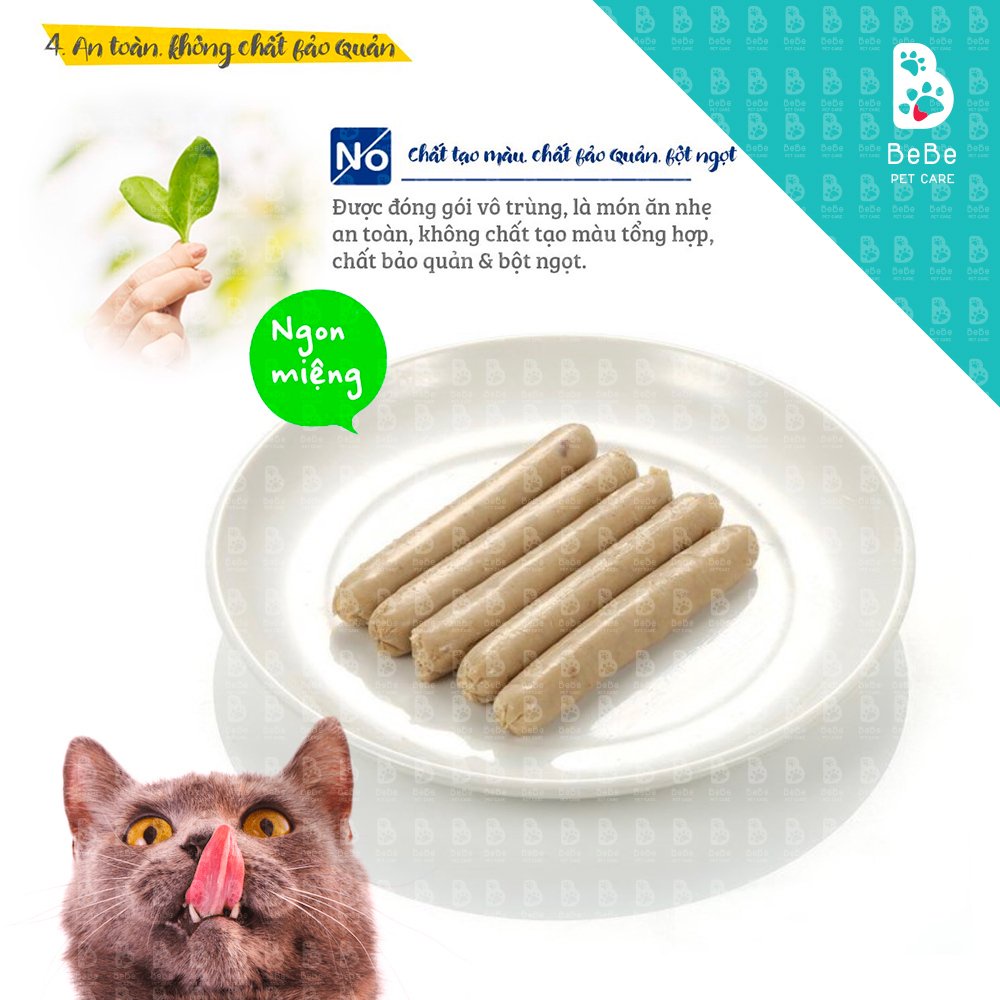Xúc Xích Phô Mai &amp; Thịt Xông Khói Cho Mèo BOWWOW 70GR