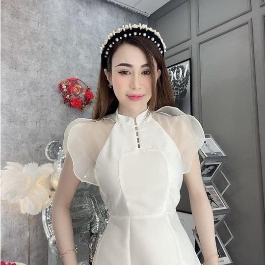 Áo Dài Cách Tân Tay Bèo Cắt Eo Siêu Xinh , Áo Dài Thiên Kim Tiểu Thư Cho Các Nàng , A15