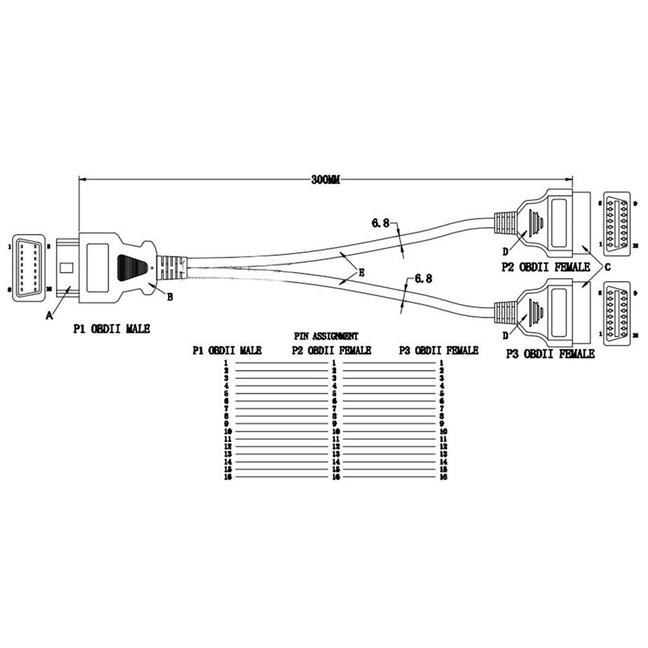 Bộ Nối Dài Cổng OBD 2 - Bộ Chia cổng OBD II tiện ích cho xe ô tô - bộ dây cáp chia 2 cổng OBD2