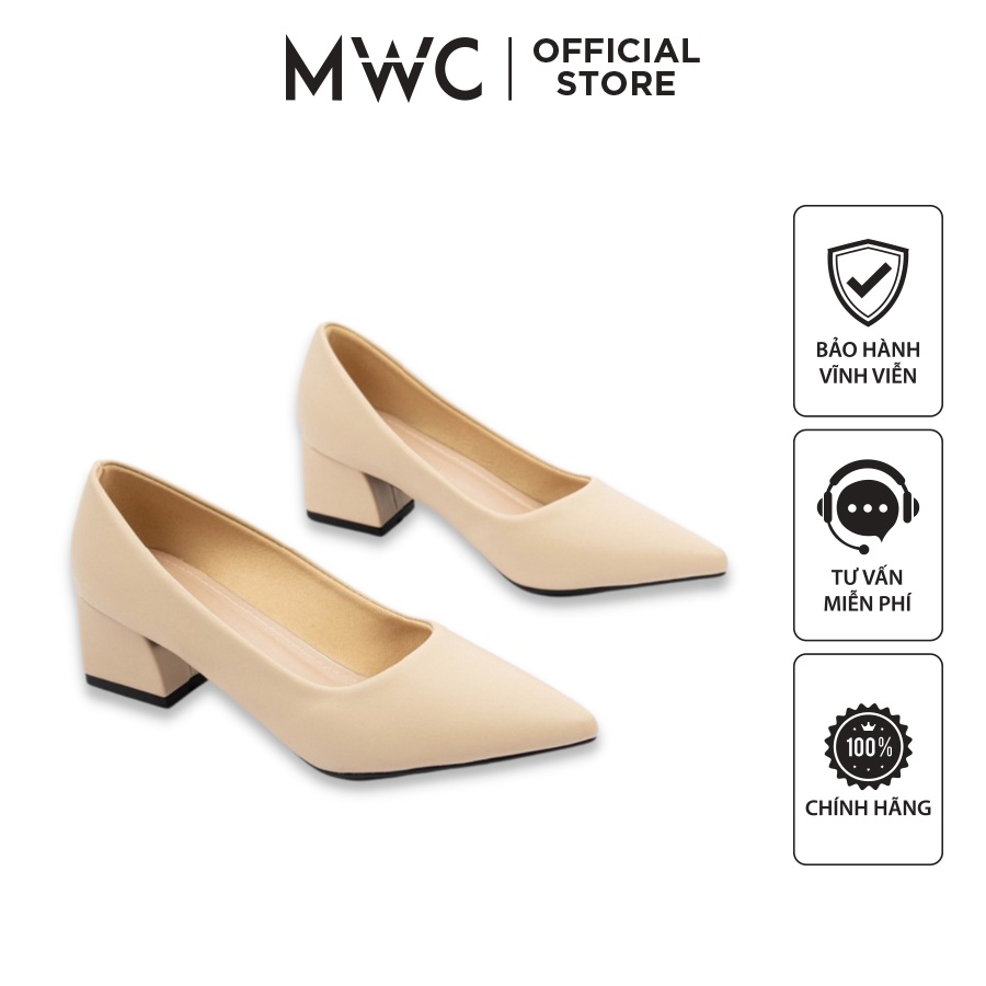 Giày MWC 4310 - Giày Cao Gót 5cm, Cao Gót Đế Vuông Mũi Nhọn Thanh Lịch