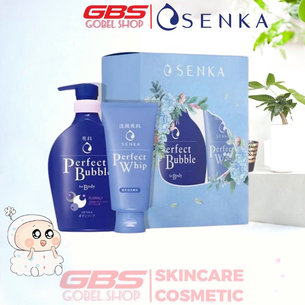 Hộp Quà Senka Sữa Tắm Dưỡng Ẩm Senka Perfect 500ml & Sữa Rửa Mặt Senka Perfect Whip 120g