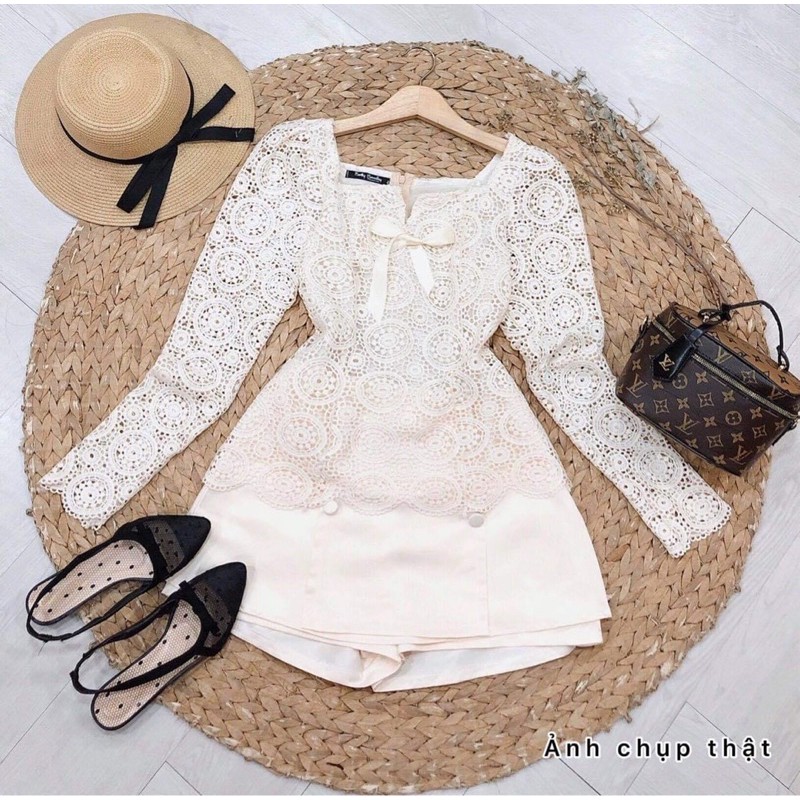 ❤️ ẢNH CHỤP THẬT SET ÁO REN NƠ + CHÂN VÁY NÚT PHI #255k